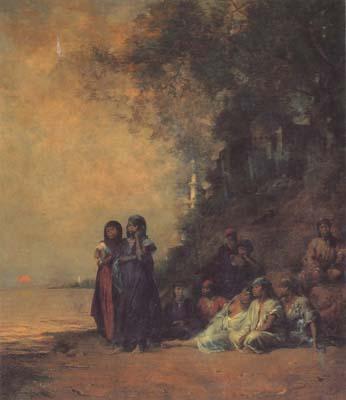 Eugene Fromentin Eqyptian Women on the Edge of the Nile (san12) oil painting image